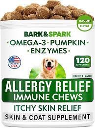 BARK&SPARK Allergy Relief Dog Treats - Omega 3 + Pumpkin + Enzymes