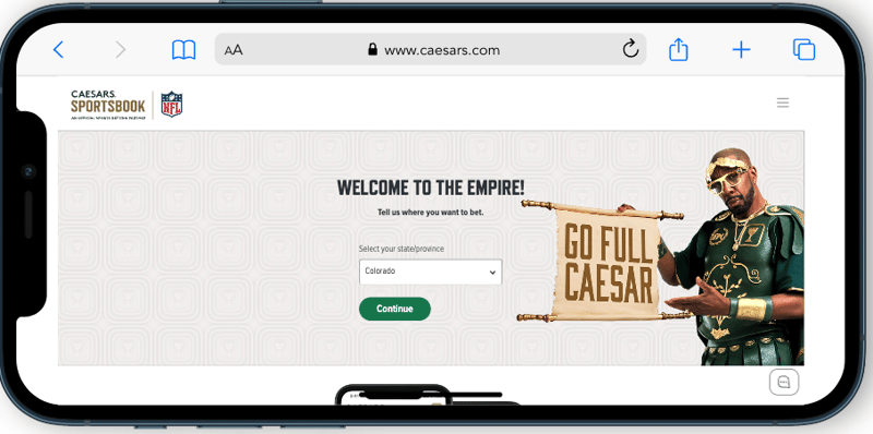 Caesars Sportbook Betting Homepage