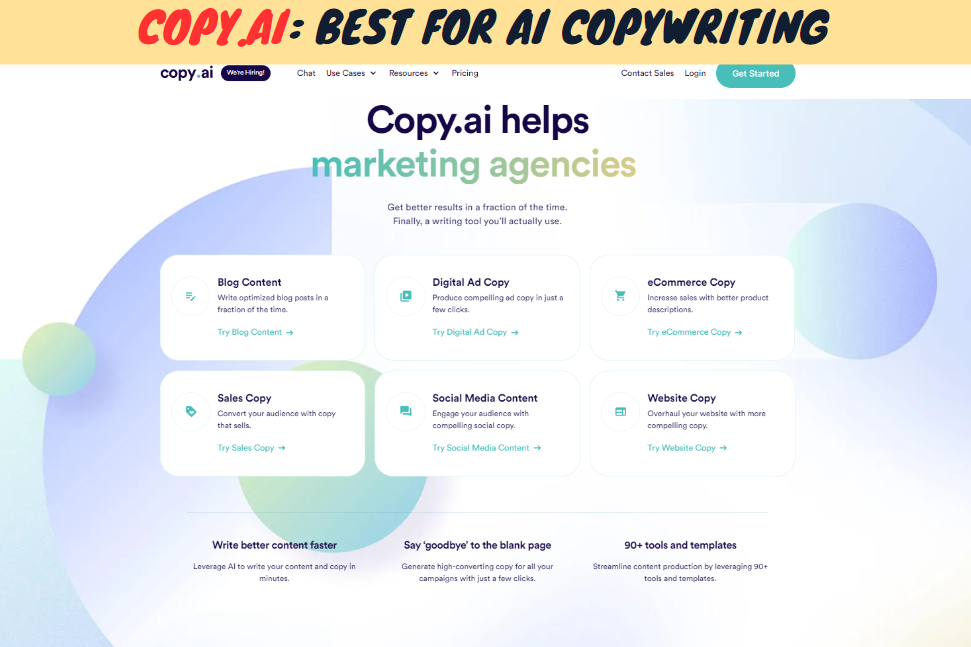 Copy.ai Best For AI Copywriting