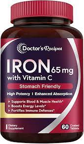 Doctor’s Recipes Iron 65 mg Carbonyl Iron with Vitamin C