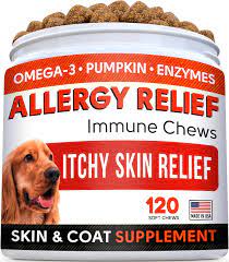 Finest For Pets Allergy Relief for Dogs. Omega 3, Pumpkin & Probiotics