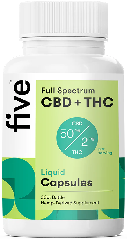 Five CBD Full Spectrum CBD + THC Liquid Capsules