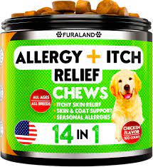 Furaland Dog Allergy Relief Chews - Dog Itch Relief - Omega 3 Fish Oil + Probiotics