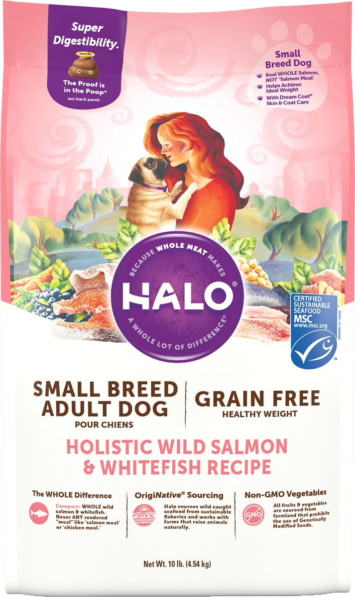 Halo Holistic Healthy Weight Small Breed Grain-Free Wild Salmon _ Whitefish Dry Dog Food