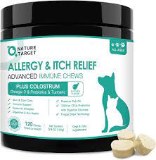 Nature Target - Dog Allergy Relief Freeze Dried Chews, with Probiotics, Colostrum for Immune Health, Anti Itch & Seasonal Allergies