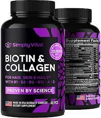 SimplyVital Biotin Vitamins for Hair, Skin _ Nails - Biotin 5000mcg, Keratin _ Collagen