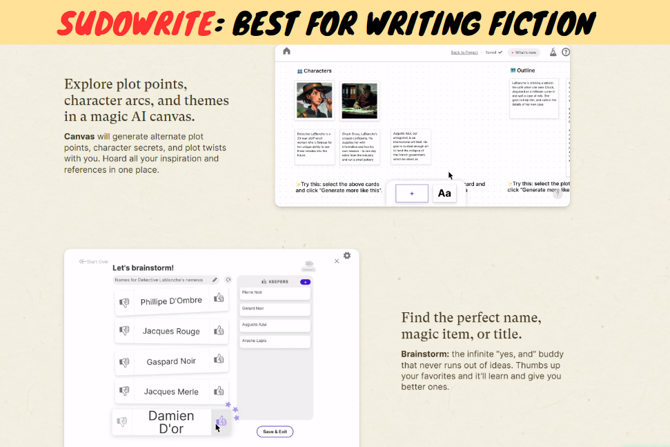 Sudowrite Best For Writing Fiction