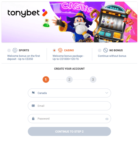 Tonybet Sign Up