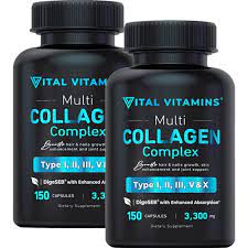 Vital Vitamins Multi Collagen Complex - Type I, II, III, V, X, Grass Fed, Non-GMO-1