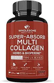 Wholesome Wellness Super-Absorb Multi Collagen Pills (Type I II III V X)