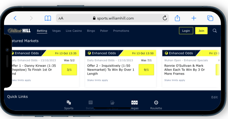 William hill Homepage betting Mobile