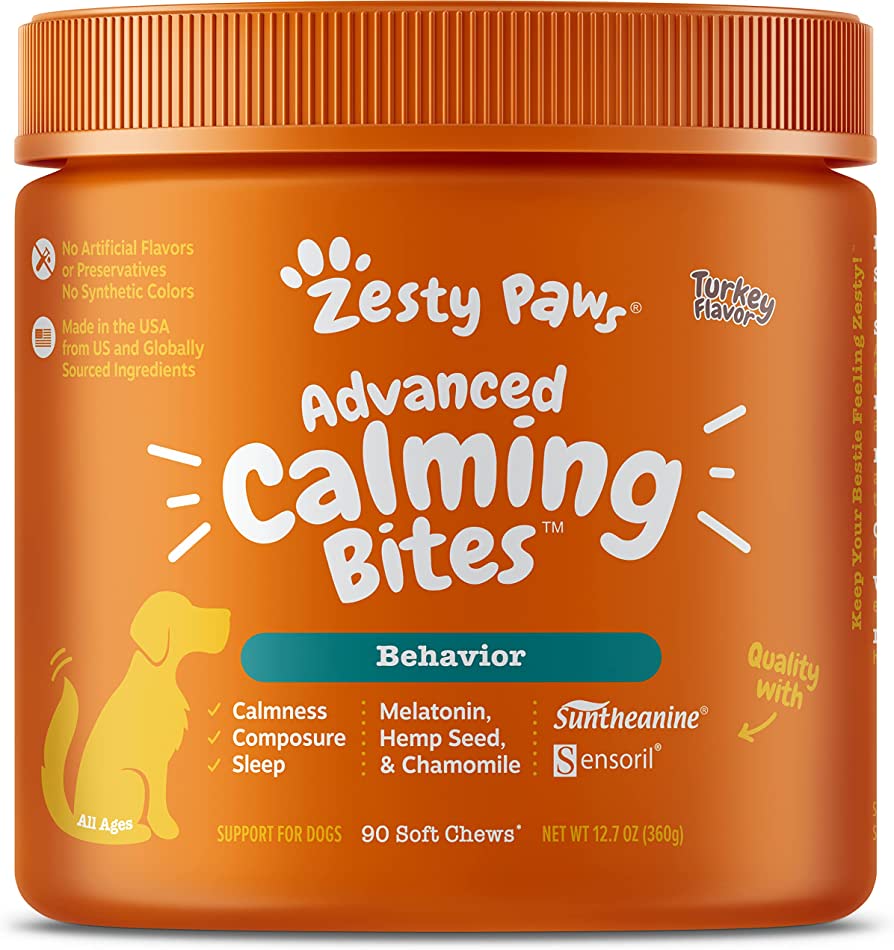 Zesty Paws Calming Bites Peanut Butter Flavored Soft Chews Calming Supplement For Dogs
