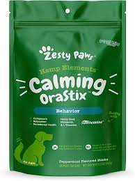 Zesty Paws OraStix for Dogs - Calming Dental Sticks for Stress and Anxiety Relief