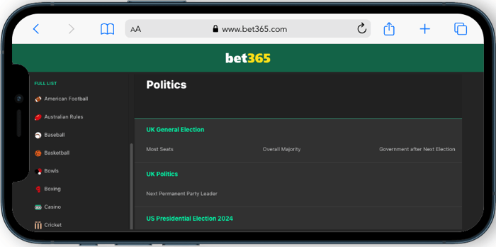 bet365 Politics UK