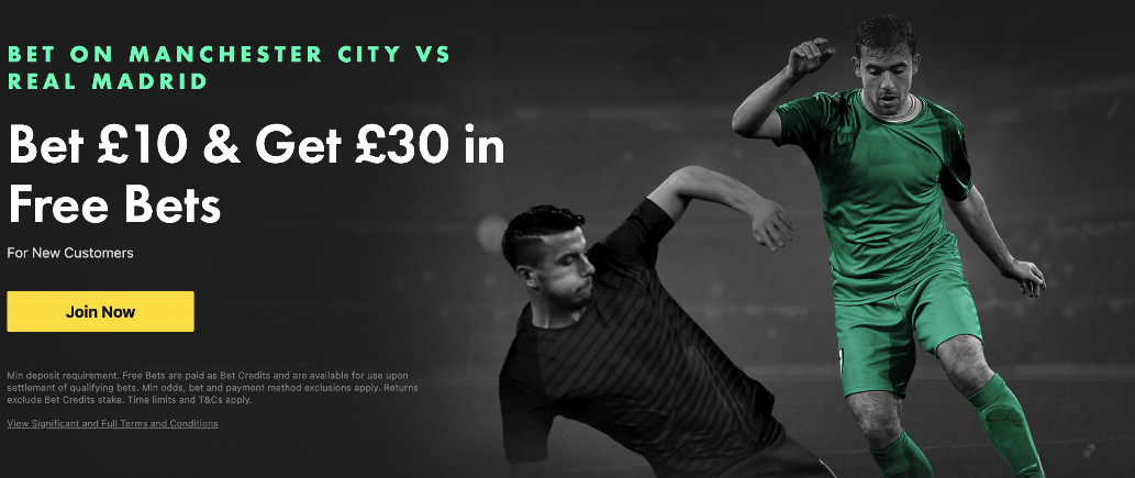 Manchester City vs Real Madrid Betting Offer