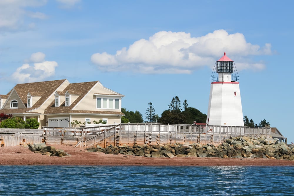 Lighthouse in St. Andrews by the Sea on the Bay of Fundy in New Brunswick, Canada