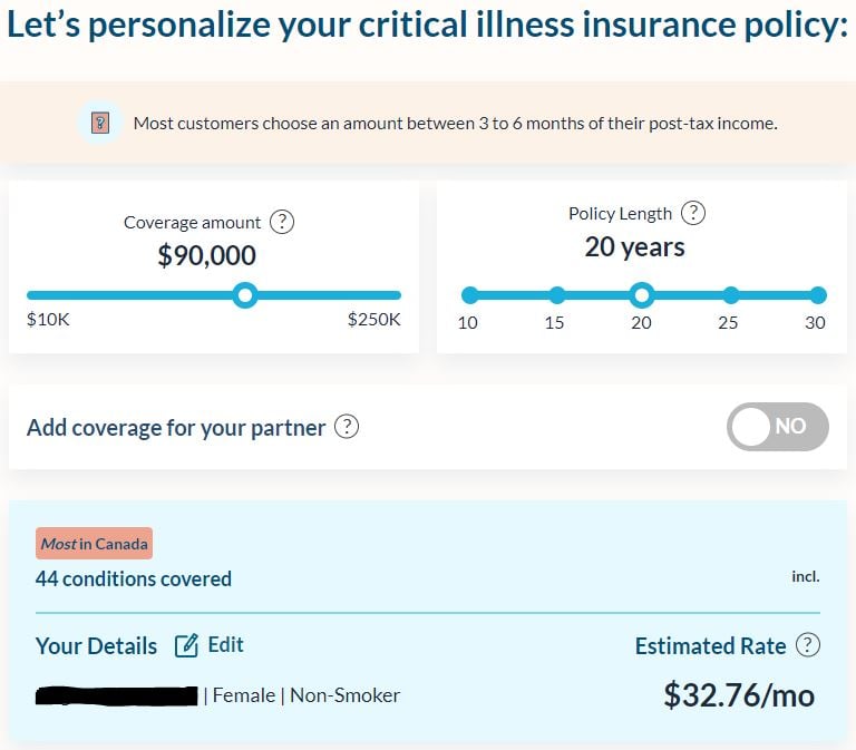 Screengrab of PolicyMe website
