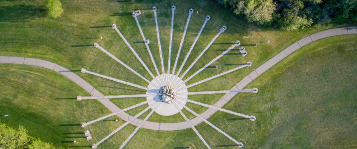 The world's largest sundial in Lloydminster, AB as seen from above