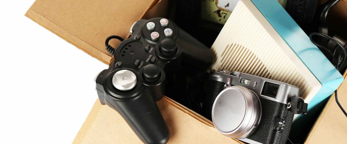 Box of unwanted stuff close up