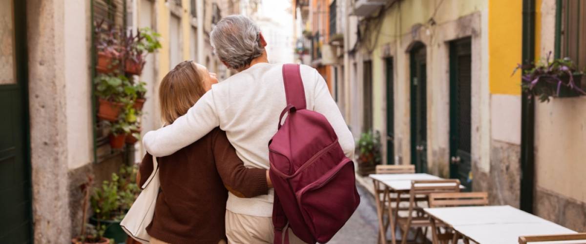 Older couple travelling Europe